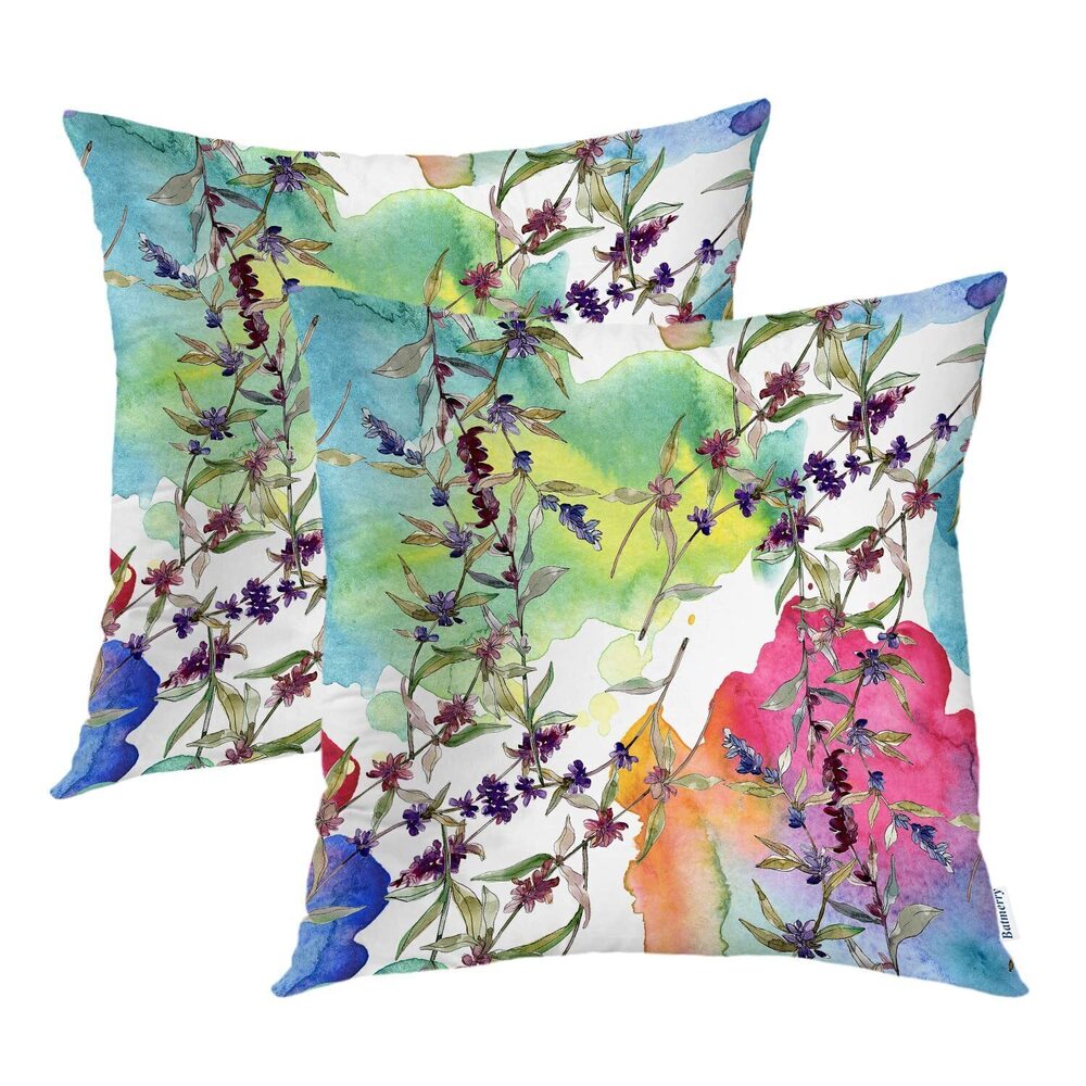 6911 Colorful Lavender Throw Pillow Covers,Lavender Floral Botanical